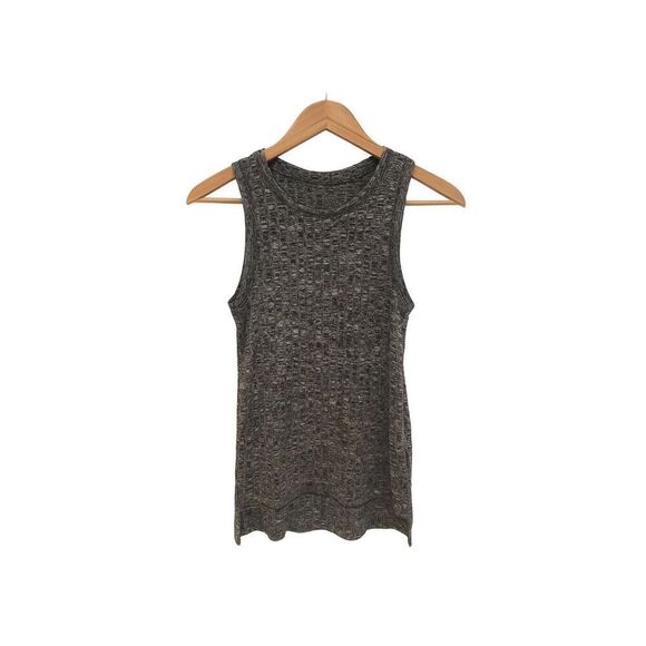 Banana Republic Gray Textured Knit Sleeveless Top | Size XS | High Neck Ribbed T - Picture 2 of 4